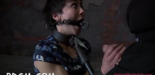  Restrained serf receives lusty torture for her naughty love tunnel